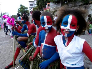 Dominican Republic flag face paint…